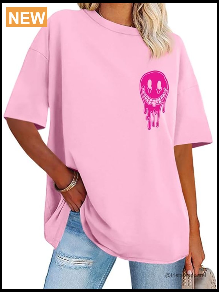 Oversized Graphic T-Shirt Crew Neck Short Sleeve Loose Fit Summer Tee Top